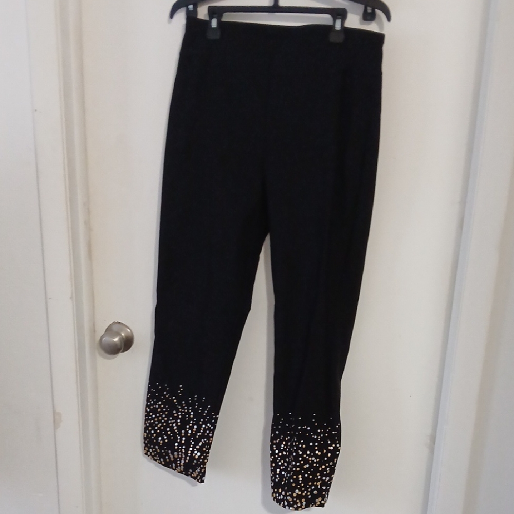 Attyre Black Pants with Gold Accents